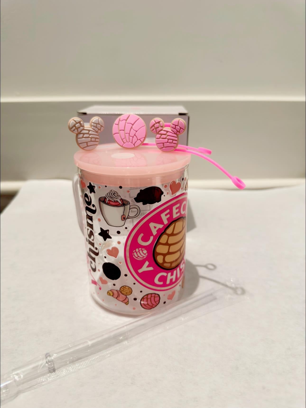 17 oz Glass Mug w/ Colored Lid