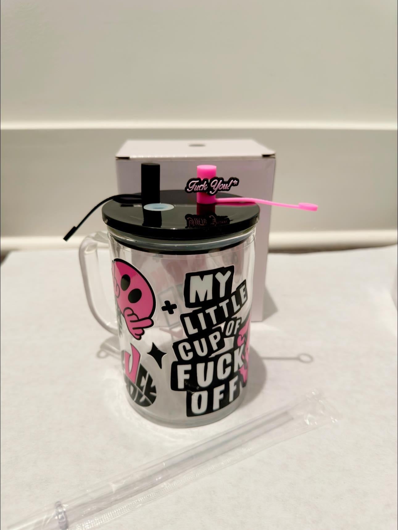 17 oz Glass Mug w/ Colored Lid