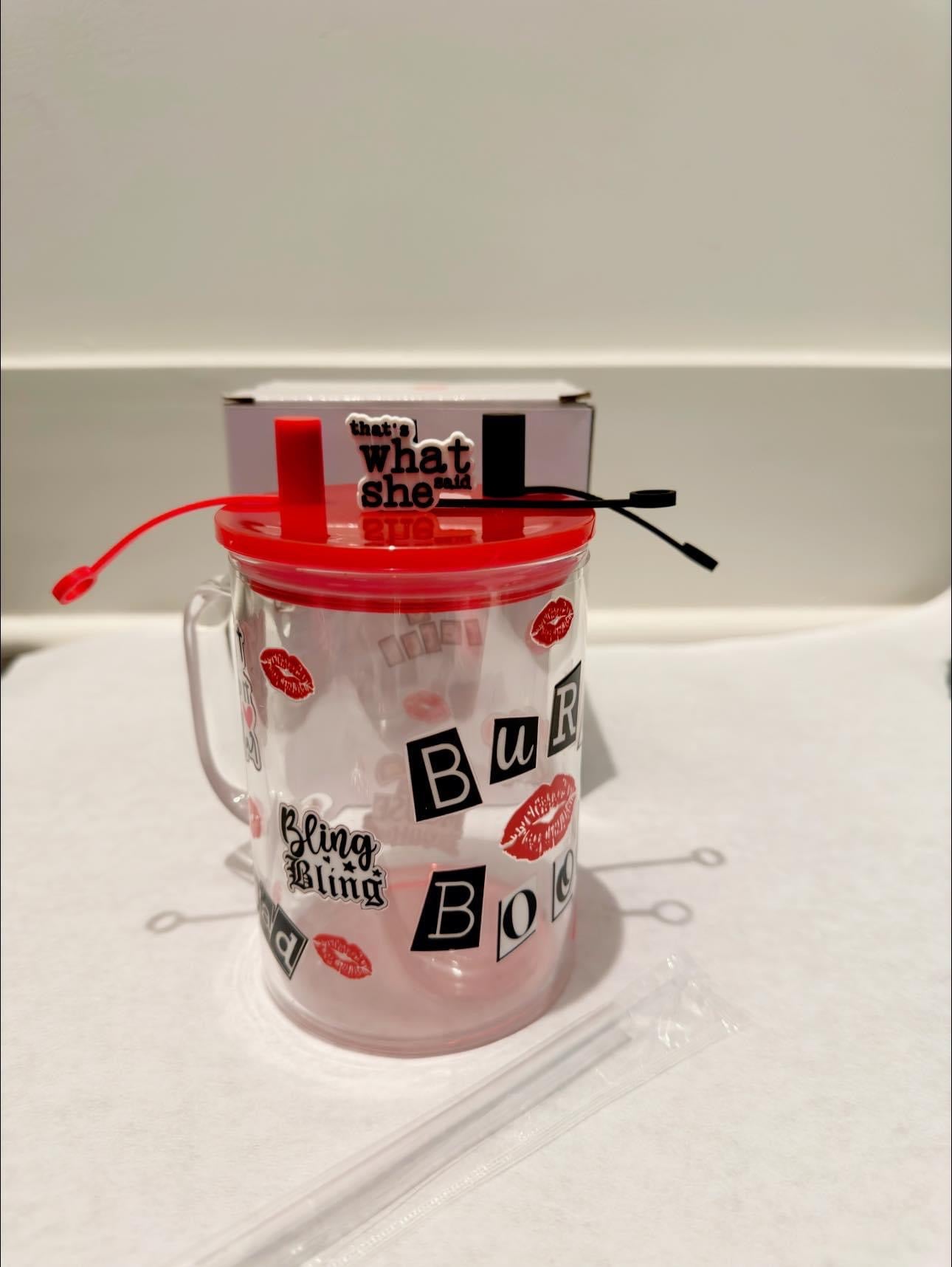 17 oz Glass Mug w/ Colored Lid