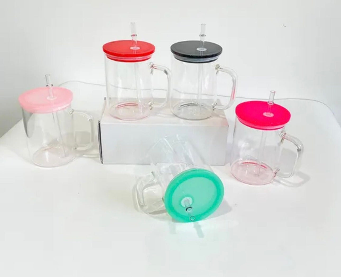 17 oz Glass Mug w/ Colored Lid
